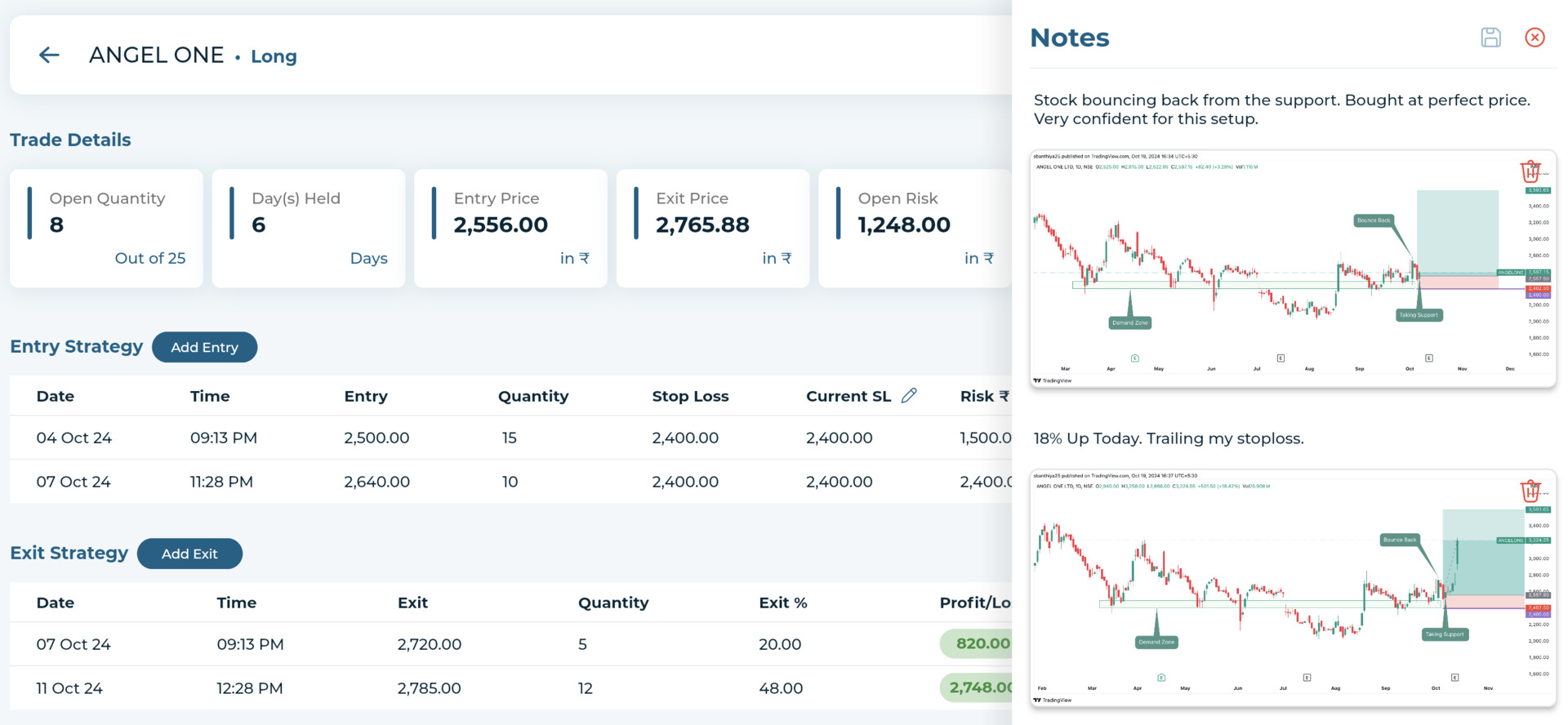 trade trackr dashboard